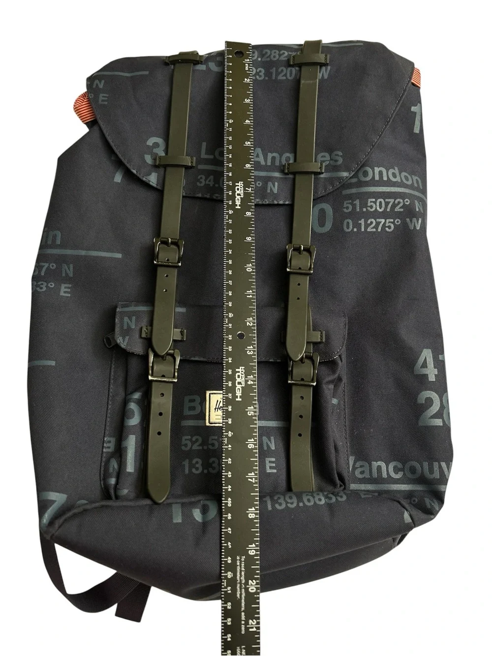 Herschel Supply Company Navy Coordinate-Print Canvas Backpack with Black Straps